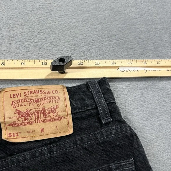 VTG Levis 511 Skirt Womens 8 Black Slim Y2K Mini Grunge Made in USA Denim 90s - Picture 6 of 9